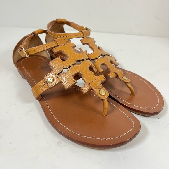 Tory Burch Phoebe Tan Leather Thong Sandals Size 6.5M